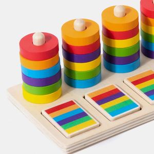 Jouets éducatifs amusants pour filles et garçons de maternelle, développement des compétences, reconnaissance des couleurs et tri, blocs d'empilage arc-en-ciel pour bébés - Product Image 3