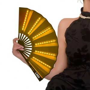 พัดมือพลาสติกพับได้ พิมพ์โลโก้ตามสั่ง ไฟ LED พกพาสะดวก สำหรับงานปาร์ตี้ - Product Image 2