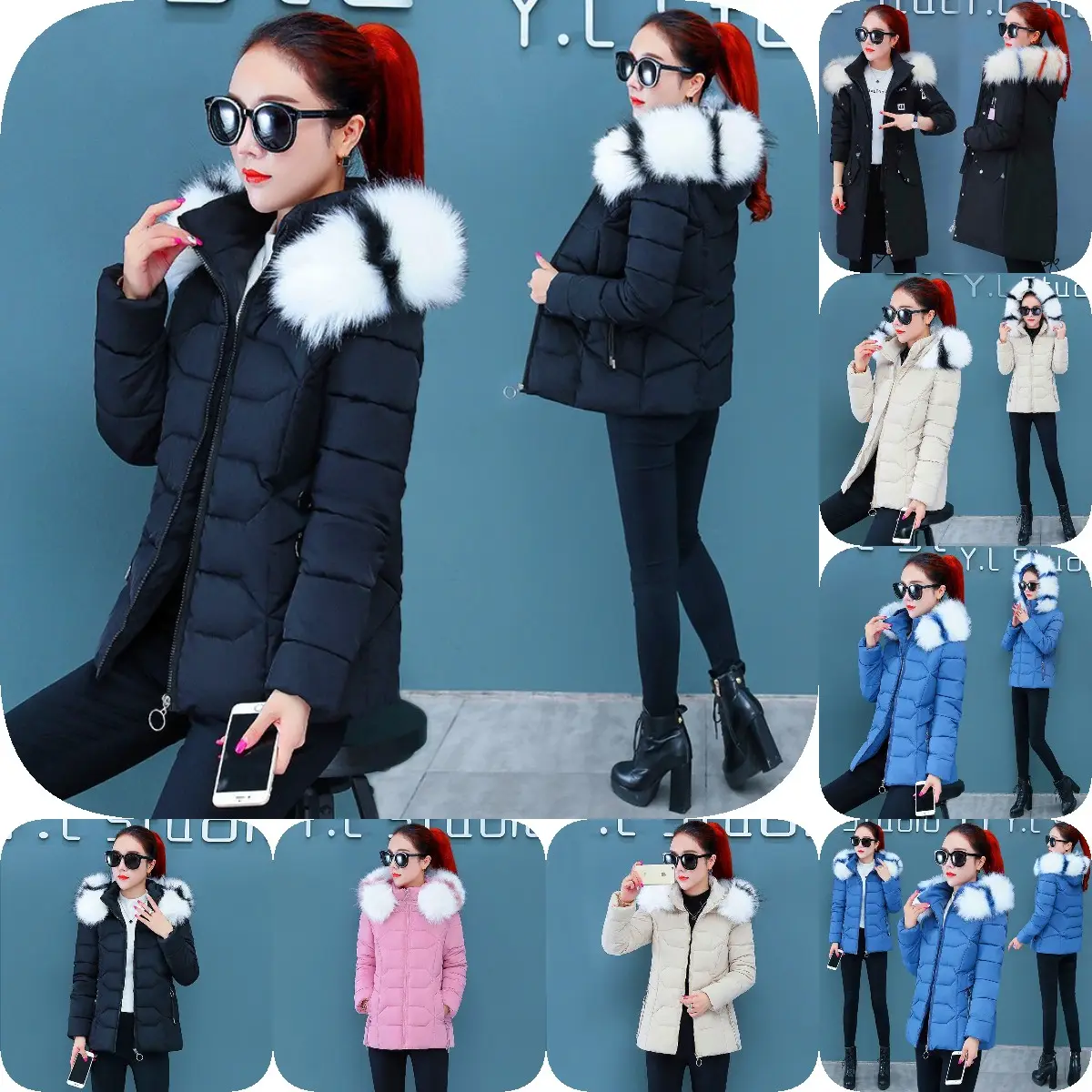 Wholesale Lady Fur Collar Long Hoodies women's parkas coats fur parka jacket winter jacket woman 2023