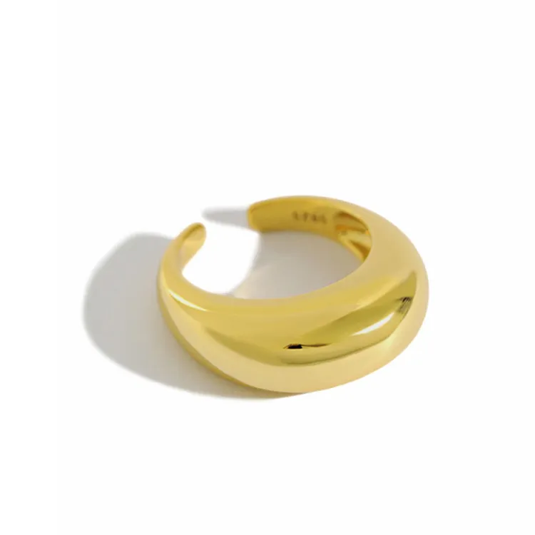 Bold Statement Domed Ring Thick Stack Curve Wide Band Solid Filled Curve Chunky Bubble Band Gold-plated