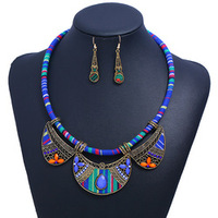 Ensemble de bijoux Vintage de Style bohème, prix d'usine, collier et boucles d'oreilles, ensemble de bijoux de mode
