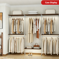 Armoire de chambre portable en métal, de type ouvert, grande capacité, design moderne, en forme de barre, avec étagères de rangement combinées