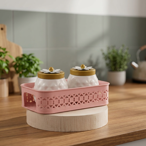 Juego de Recipientes para Especias con Tapas de Madera, Diseño Floral, Herméticos, para Almacenamiento de Alimentos, con Bandeja Rosa Hecha a Mano - Product Image 6