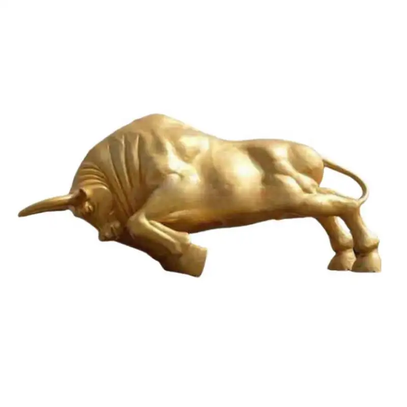 Large Size Famous Cast Yellow Golden Bowling Green New York Bull Bronze Wall Street Bronze Brass Metal Bull Statue