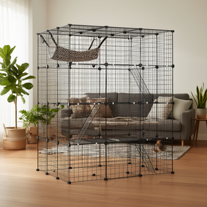 Jaula grande de metal de 4 niveles (41 x 41 x 55 pulgadas) con hamaca para gatos, recinto interior para mascotas, estilo moderno, suministros para animales pequeños - Product Image 2