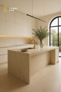YUSHI Piano Cucina in Quarzo Artificiale Grigio Crema Personalizzato Stile Taj Mahal per Decorazione Hotel, Appartamenti e Ville - Product Image 4