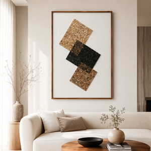 Wood Textured Wall Art Home Decor Oversized Hand Painted <b>Framed</b> Abstract Decorative Arts for Interior Home Decoration - Product Image 1