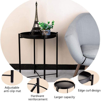 Mobilier de maison moderne Table basse pliable ronde avec plateau en métal et côté amovible, élégante et pratique