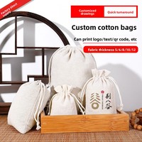 Sac à cordon en coton lin personnalisé petit sac de rangement en tissu pour l'organisation et le shopping sac en coton à cordon fait main