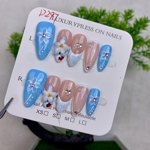 Uñas Postizas Transparentes Hechas a Mano, Forma <span class=keywords><strong>de</strong></span> Almendra, Talladas en Tres Dimensiones, Desmontables, Reutilizables - Product Image 6
