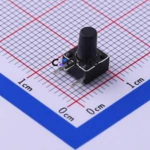 TC-1102DE-C-K Tactile Switch Bent Lead Through Hole-3P,6x6mm Switch Single Pole Single Throw Round Button 2.6N Right Angle - Product Image 1