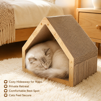 Maison à gratter pour chat en forme de pyramide, lit vertical en bois pour chat, nid de chat en carton ondulé, jouet pour chat d'intérieur