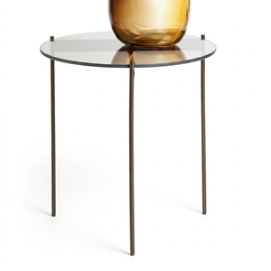 Table d'appoint en fer avec plateau en verre, table d'appoint moderne en métal pour salon, chambre, hôtel, décoration intérieure - Product Image 1