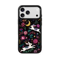 Coque de téléphone AG Feeling Black Edge avec motif Lapin de la Lune doré pour iPhone 17, 17 Pro Max, 16 Pro, 15 – Coque magnétique