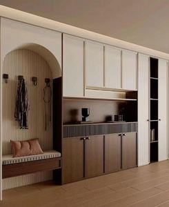 Offre Spéciale-Armoire en bois tissé en rotin de taille personnalisée Meubles de chambre à coucher Porte en rotin Armoire pliante - Product Image 5