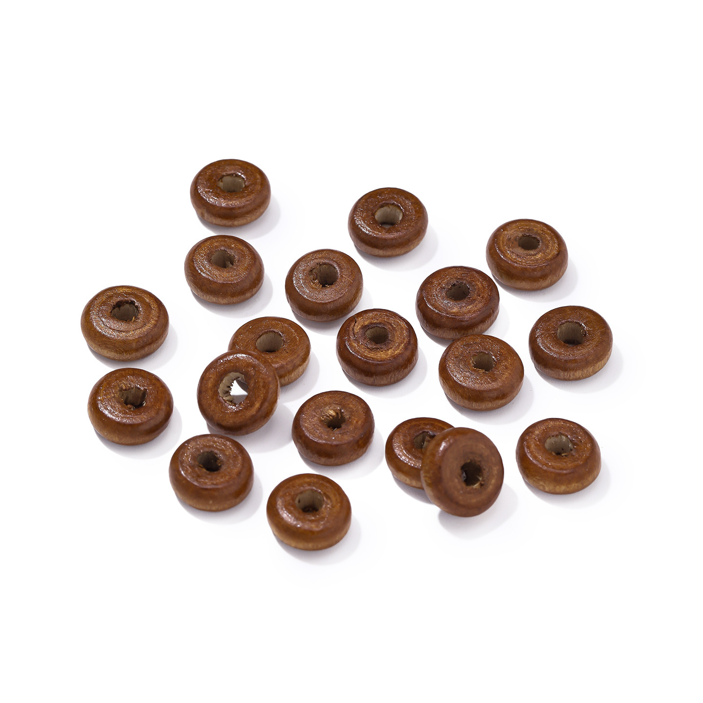 4x11 flat round beads, medium brown