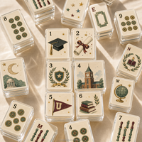 Miss Out Office Jeu de Mahjong moderne américain en tuiles d'acrylique, format voyage, avec logo personnalisé, étui portable à 1 couche