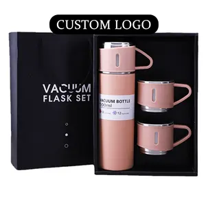 Grosir Pabrik set 500 ml hadiah Natal termos botol air baja tahan karat Vacuum Flask dengan 2 cangkir panas dan dingin fl