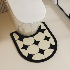 Diatomaceous Earth Bath Mat Set Geometric Pattern Custom Shape Absorbent Non Slip For Bathroom Minimalist Design - Product Image 3