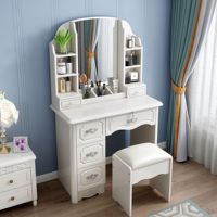 Table de toilette professionnelle neuve et exquise, d'inspiration vintage, avec miroir éclairé par LED et plusieurs tiroirs de rangement