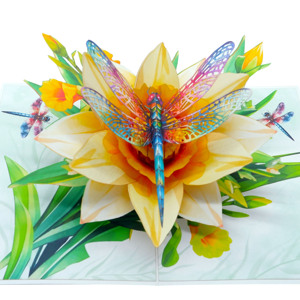 Décoration d'intérieur en papier découpé du Vietnam, meilleur prix, design personnalisé, carte pop-up 3D faite à la main, motif floral jonquille jaune, Thanksgiving - Product Image 3