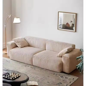 Ensemble de canapés modulaires carrés inclinables minimalistes en velours doux avec rembourrage en éponge pour le salon - Product Image 2