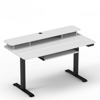Table ergonomique double couche réglable en hauteur électrique Bureau debout Cadre de bureau d'ordinateur de bureau à levage intelligent avec tiroirs