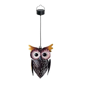 Hibou Motif Rétro Suspendu Lanterne Solaire En Métal Lumières Lampe Ornement Extérieur Lumières pour Cour Jardin - Product Image 6