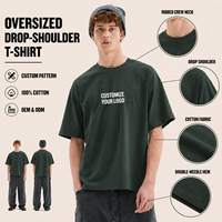 T-shirt en coton unisexe à manches courtes, coupe oversize, épaules tombantes, couleur unie, doux, respirant, personnalisable avec impression, idéal pour l'été, marque privée