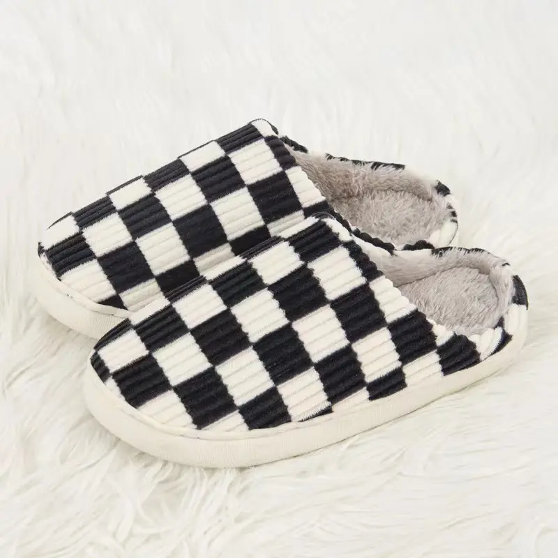 Home Slippers For Women And Men Couple Unisex Classic Checkerboard Comfortable Wholesale House Cotton Soft Sole Women Slippers