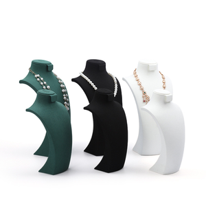 Espositore per Collane in Microfibra, Manichino, Collo, Espositore da Banco per <span class=keywords><strong>Gioielleria</strong></span>, Espositore per Orecchini e Collane - Product Image 2