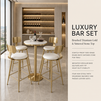 Comptoir de bar haut rond, comptoir de réception, table de bar pour la maison, tabourets de bar commerciaux, ensemble de bar avec structure en fer forgé