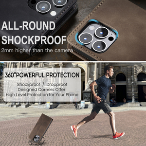 Étui de protection pour <span class=keywords><strong>iPhone</strong></span> 11 Pro Max iPhone11 <span class=keywords><strong>12</strong></span> 13 <span class=keywords><strong>CaseMe</strong></span> 013, étui à rabat rétro pour affaires avec emplacement pour cartes, résistant aux chocs, en cuir - Product Image 5