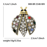 XILIANGFEIZI Broche Coccinelle Entièrement Sertie de Diamants, Style Euro-Américain, Accessoires Épingles Insectes, Vente en Gros Usine