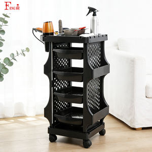 Chariot de coiffure multi-rangement noir W-x126, 4 tiroirs avec support pour sèche-cheveux pour le rangement des tiroirs de coiffeur - Product Image 5