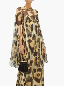 Abito <span class=keywords><strong>Lungo</strong></span> Casual da Donna 2026, Stile Boubou a Strati con Stampa Leopardata, Mantella in Seta - Product Image 3
