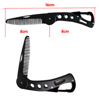 Couteau à barbe pliable noir breveté tactique Voyage Petit peigne de rasage en acier inoxydable quantité minimale de commande avec logo personnalisé privé