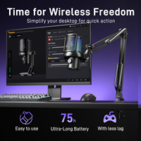 Microphone sans fil Maono DM40 Pro S avec support à bras ferme Logiciel de moniteur direct à changement de voix USB AI
