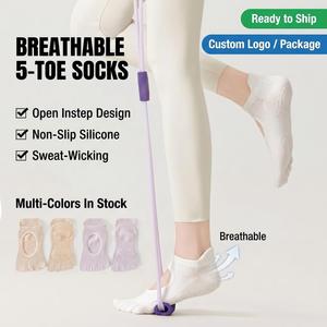 ถุงเท้าห้านิ้วแบบยาวถึงเข่าคุณภาพสูง Nicecin พร้อมปุ่มกันลื่นสำหรับผู้หญิง เหมาะสำหรับพิลาทิส โยคะ เต้นรำ และแทรมโพลีน - Product Image 2