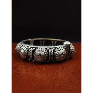 Handmade Vintage Silver-Look Openable <b>Bracelet</b> Pure Brass Party Wear Diamond <b>Adjustable</b> Openable Oxidized Bangle Wedding - Product Image 2