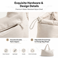 Tas Tote Gym Polyester Anti Air Ultra Ringan Custom Grosir dengan Tali Serut yang Dapat Disesuaikan dan Kantong Botol Air untuk Wanita