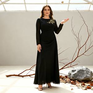 Premium Lace Trim Polyester <b>Abaya</b> for Muslim Women Elegant Modest Dress Custom Wholesale Supplier OEM China - Product Image 4