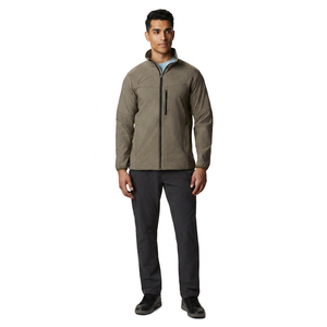 New Arrival Winter Season Wear <b>Canvas</b> Calf Skin Sheep Fur Stand Collar Waterproof Breathable Softshell Jacket Men Front 2026 Hot - Product Image 1
