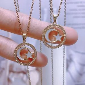 Collar con Colgante <span class=keywords><strong>de</strong></span> Luna y Estrella, Compatible con OEM, Simboliza Amor, Guía y Protección, Collar Elegante al por Mayor - Product Image 1