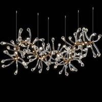 Lustre moderne personnalisé en cristal en forme de branche de saule, suspension en forme de goutte d'eau pour hôtel, villa, salle à manger, projet
