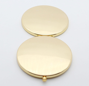 Miroir Portable rond et blanc en métal <span class=keywords><strong>Compact</strong></span> pour femmes, Logo personnalisé, vente en gros