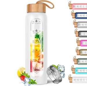 Bouteille d'eau en verre borosilicate de qualité supérieure, personnalisée, à large ouverture, anti-fuite, sans BPA, sans danger pour les aliments, 1 litre, vente en gros - Product Image 6
