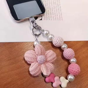 Amigurumi uncinetto <span class=keywords><strong>portachiavi</strong></span> fiori divertente <span class=keywords><strong>maglia</strong></span> filato di lana fiore <span class=keywords><strong>portachiavi</strong></span> in acrilico ciondoli catena del telefono ciondolo Bagpack - Product Image 5