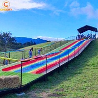 Toboggan Amusement Quatre Saisons Arc-en-Ciel Piste de Ski Sèche Grande Glissade en Plastique avec Lumières LED et Fumée