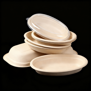 Salad Food Packing Microwave Safe 1000ml Disposable Bagasse Food Container with Lid Takeaway Food Packaging <b>Box</b> - Product Image 4
